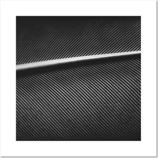 Cool silver gray elegant texture geometric lines Close up macro photograph pigeon feather Posters and Art